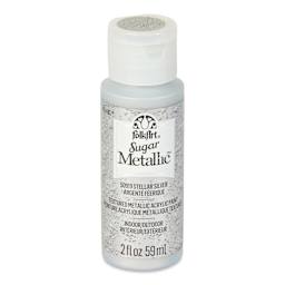 Plaid FolkArt Sugar Metallic Acrylic Paint - Stellar Silver, 2 oz, Bottle - front