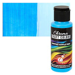 Chroma Craft Colors Acrylic Paint - Neon Blue Light Special, swatch and bottle
