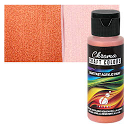 Chroma Craft Colors Acrylic Paint - Metallic Brass Tacks, swatch and bottle