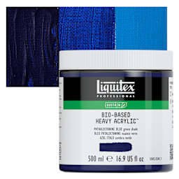 Liquitex Bio-Based Heavy Acrylic Paint - Phthalo Blue (Green Shade), 500 ml jar and swatch