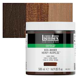 Liquitex Bio-Based Heavy Acrylic Paint - Burnt Umber, 500 ml jar and swatch