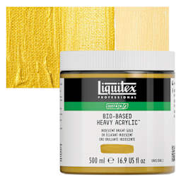 Liquitex Bio-Based Heavy Acrylic Paint - Iridescent Bright Gold, 500 ml jar and swatch