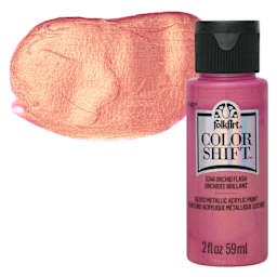 FolkArt Color Shift Paint - Orchid Flash, 2 oz, bottle wiith swatch