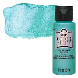 FolkArt Color Shift Paint - Green Pastel, 2 oz, bottle with swatch