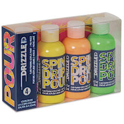 FolkArt Drizzle Acrylic Pouring Paints - Set of 4, Neon Colors, 136 ml front of package