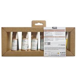 Pebeo Origin Acrylic Paints - Set of 6, Primary Colors, 60 ml Tubes back of package