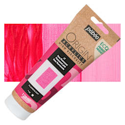 Pebeo Origin Acrylic Paint - Fluorescent Pink, 120 ml tube and swatch