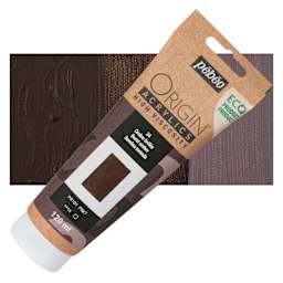 Pebeo Origin Acrylic Paint - Burnt Umber, 120 ml tube and swatch