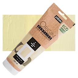 Pebeo Origin Acrylic Paint - Buff Titanium, 240 ml tube and swatch