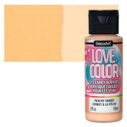 DecoArt Love, Color Acrylic Paint - Peachy Sorbet, 59 ml bottle and swatch