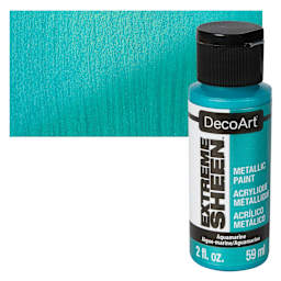 DecoArt Extreme Sheen Metallic Acrylic Paint - Aquamarine, 2 oz bottle and swatch