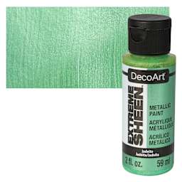 DecoArt Extreme Sheen Metallic Acrylic Paint - Jadeite, 2 oz bottle and swatch