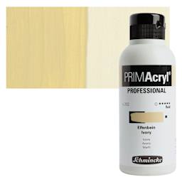 Schmincke Primacryl Professional Fluid Acrylic - Ivory, 250 ml bottle and swatch