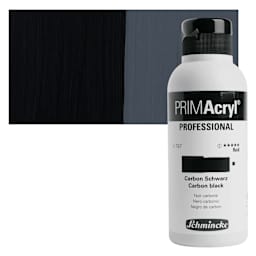 Schmincke Primacryl Professional Fluid Acrylic - Carbon Black, 250 ml bottle and swatch