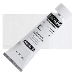 Schmincke Primacryl Professional Acrylic Paint - Titanium White, 60 ml Tube and swatch