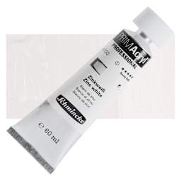 Schmincke Primacryl Professional Acrylic Paint - Zinc White, 60 ml Tube and swatch