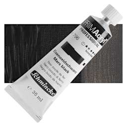 Schmincke Primacryl Professional Acrylic Paint - Mars Black, 35 ml Tube and swatch