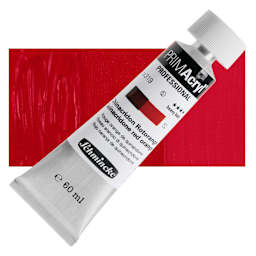 Schmincke Primacryl Professional Acrylic Paint - Quinacridone Red Orange, 60 ml Tube and swatch