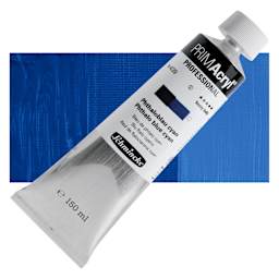 Schmincke Primacryl Professional Acrylic Paint - Phthalo Blue Cyan, 150 ml Tube and swatch