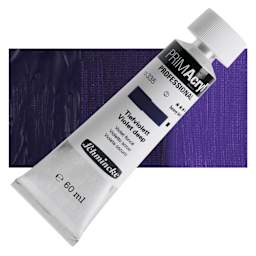 Schmincke Primacryl Professional Acrylic Paint - Violet Deep, 60 ml Tube and swatch