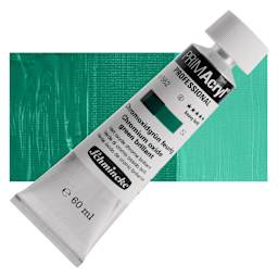 Schmincke Primacryl Professional Acrylic Paint - Chromium Oxide Green Brilliant, 60 ml Tube and swatch