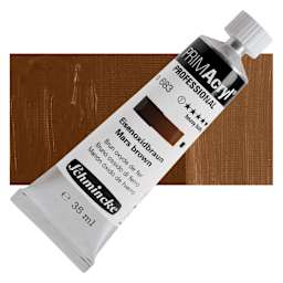 Schmincke Primacryl Professional Acrylic Paint - Mars Brown, 35 ml Tube and swatch