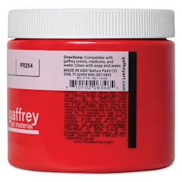 Gaffrey Art Material Standard Body Acrylic Paint - Pyrrole Red, 473 ml jar side