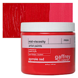 Gaffrey Art Material Standard Body Acrylic Paint - Pyrrole Red, 473 ml jar and swatch