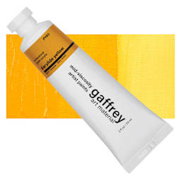 Gaffrey Art Material Standard Body Acrylic Paint - Diarylide Yellow, 59 ml tube and swatch