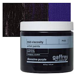 Gaffrey Art Material Standard Body Acrylic Paint - Dioxazine Purple, 473 ml jar and swatch