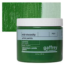 Gaffrey Art Material Standard Body Acrylic Paint - Chromium Green Oxide, 473 ml jar and swatch
