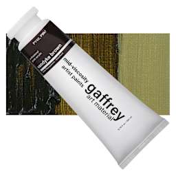 Gaffrey Art Material Standard Body Acrylic Paint - Vandyke Brown, 200 ml tube and swatch