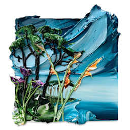 Gaffrey Heavy Body Texture Acrylic Paint used in a sculptural landscape painting.