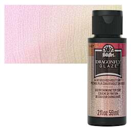 FolkArt Dragonfly Iridescent Acrylic Top Coat Glaze - Gold Red Violet, 59 ml bottle and swatch