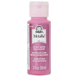 FolkArt Metallic Acrylic Paint - Rose, 59 ml - front of bottle