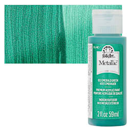 FolkArt Metallic Acrylic Paint - Emerald Green - bottle and swatch