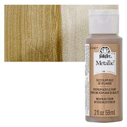 FolkArt Metallic Acrylic Paint - Glam Gold- bottle and swatch