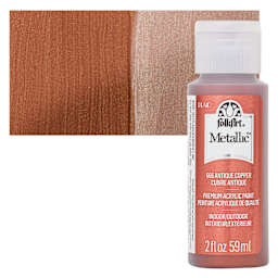 FolkArt Metallic Acrylic Paint - Antique Copper, 59 ml bottle and swatch