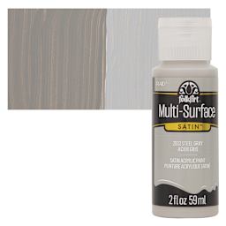 FolkArt Multi-Surface Acrylic Paint -Steel Gray, 59 ml bottle and swatch