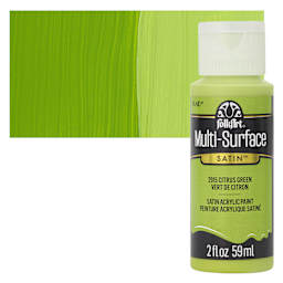 FolkArt Multi-Surface Acrylic Paint - Citrus Green, 59 ml bottle and swatch