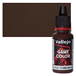 Vallejo Game Color Acrylic Paint - Charred Brown - Bottle and Swatch