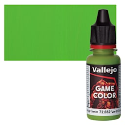Vallejo Game Color Acrylic Paint - Scorpy Green - Bottle and Swatch