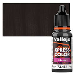 Vallejo Xpress Color Acrylic Paint - Hospitallier Black, 18 ml bottle and swatch