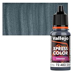 Vallejo Xpress Color Acrylic Paint - Viking Grey, 18 ml bottle and swatch