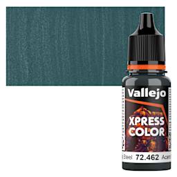 Vallejo Xpress Color Acrylic Paint - Starship Steel, 18 ml bottle and swatch