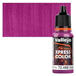 Vallejo Xpress Color Acrylic Paint - Fluid Pink, 18 ml bottle and swatch