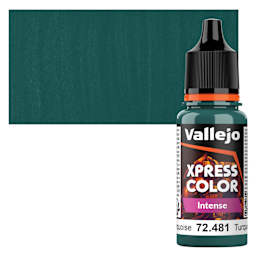 Vallejo Xpress Color Acrylic Paint - Heretic Turquoise, 18 ml bottle and swatch