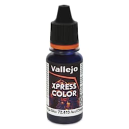 Vallejo Xpress Color Acrylic Paint - Omega Blue, 18 ml - front of bottle