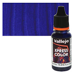 Vallejo Xpress Color Acrylic Paint - Omega Blue 18 ml Bottle and Swatch