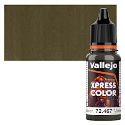Vallejo Xpress Color Acrylic Paint - Camouflage Green, 18 ml bottle and swatch